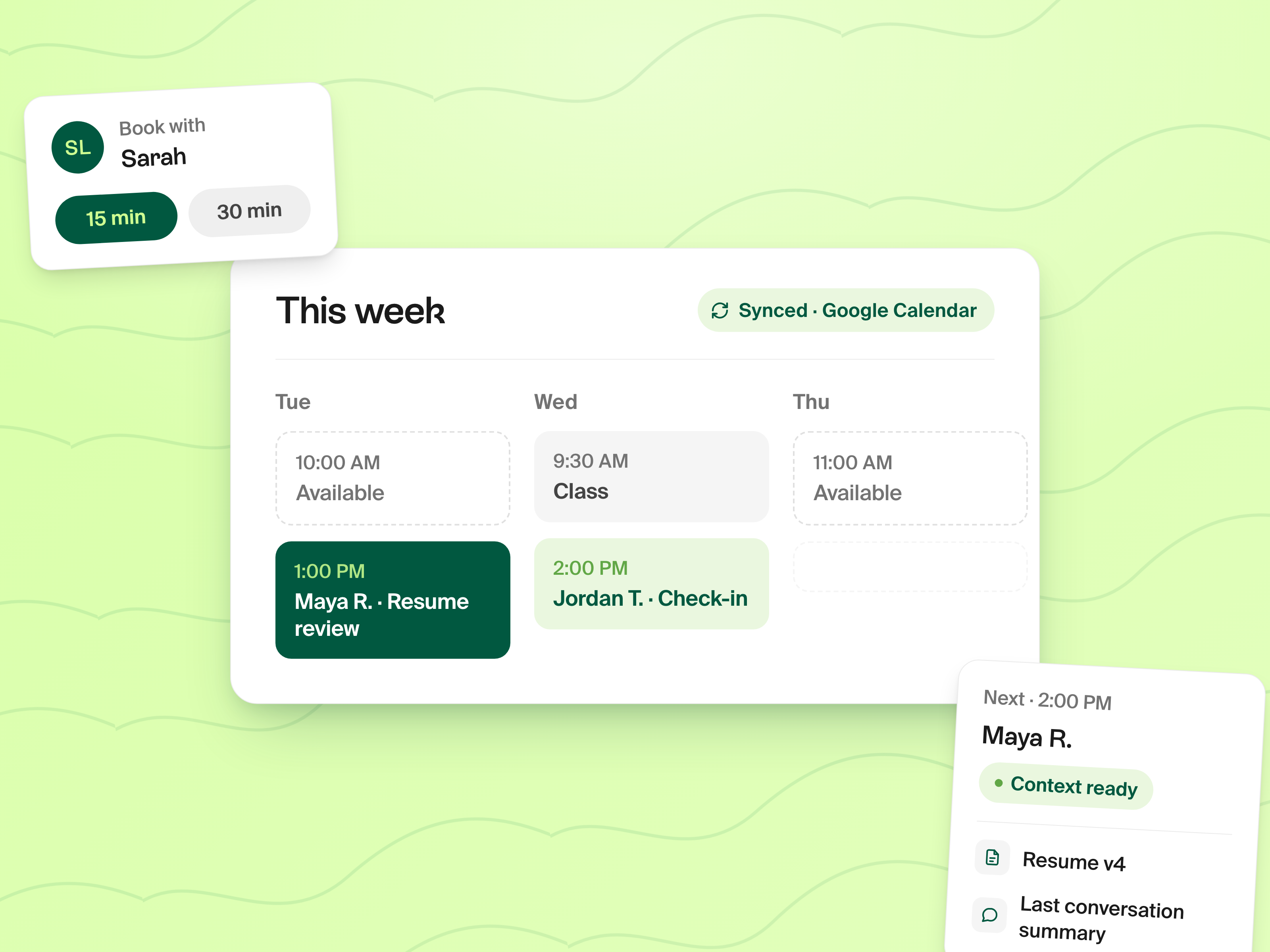Event management interface with registration, attendees, and calendar sync