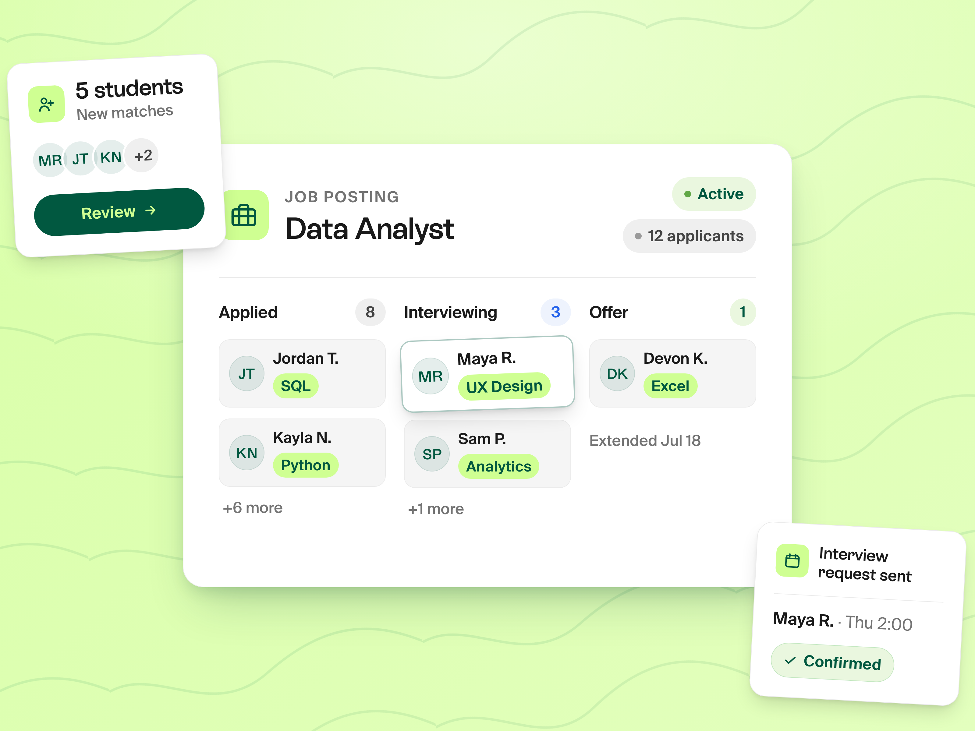Employer pipeline dashboard showing local partnerships and student placements