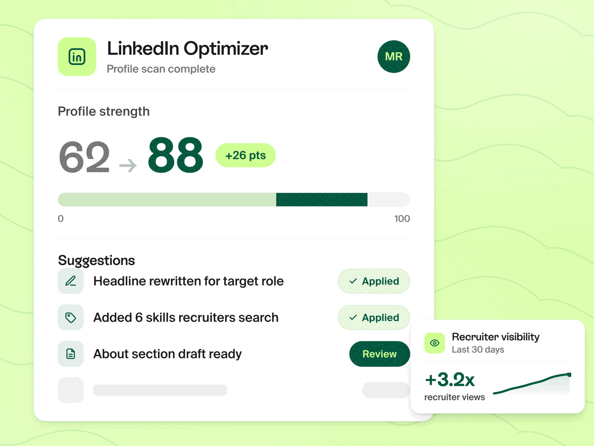 LinkedIn Builder step-by-step flow and profile analyzer