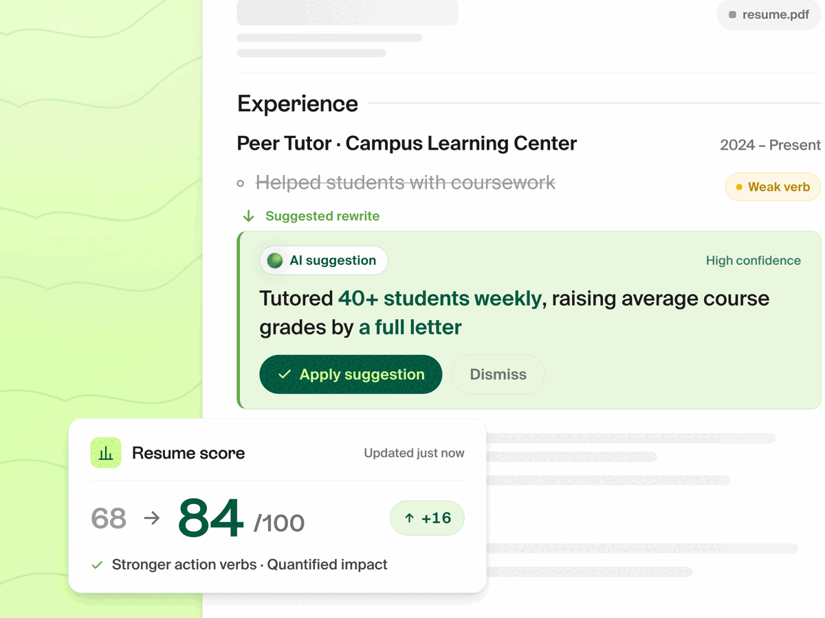 AI Resume Analyzer advisor view